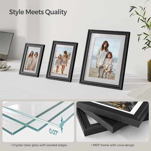 SONGMICS Picture Frames with 16 Mats, Set of 10 Collage Photo Frames, Two 8x10, Four 5x7, Four 4x6 Frames, Hanging or Tabl...