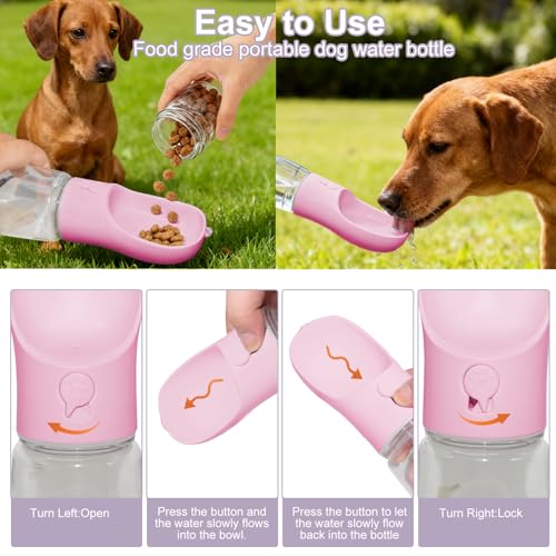 Dog Water Bottle, Portable Water Bottle with Food Container for Dogs Cat Pet Hiking Walking Travel Camping, Leak-Proof Dog...