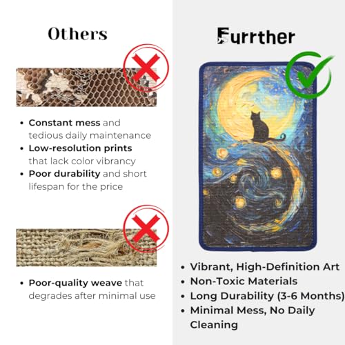 Furrther Sisal Cat Scratcher Post Mat (Use on Wall, Couch and Carpet), Durable and Shedding-Resistant Cat Scratching Surfa...