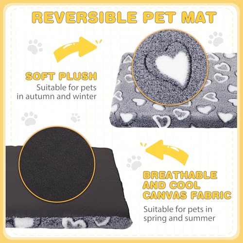 VitalCozy 3 Pcs Waterproof Reversible Dog Crate Pad Warm and Cool Dog Cats Bed Mat for Crates Sleeping Mat Cozy Heart Patt...