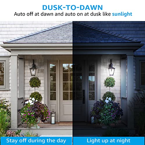 TORCHSTAR Dusk to Dawn Light Bulbs Outdoor, Sensor A19 LED Light Bulb, Auto on/Off Photocell Automatic for Outdoor Lightin...