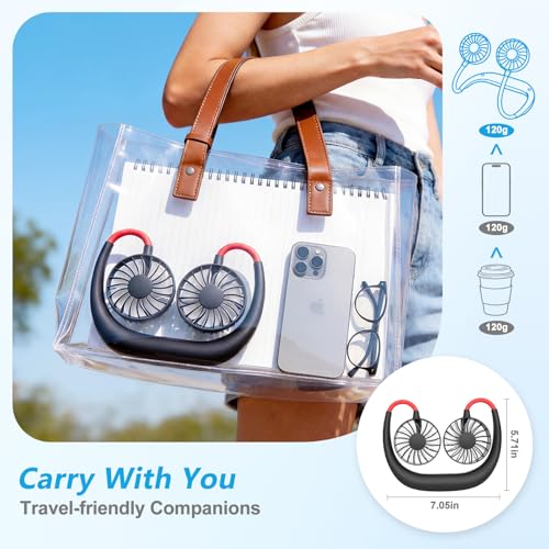 shuangjishan Neck Fan Portable Rechargeable: Personal Cooling Wearable Fan Around your Neck that Blow Cold Air for Men Wom...