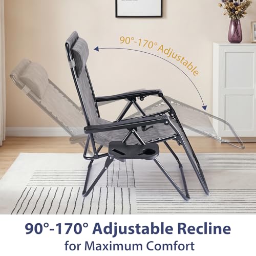 Sweetcrispy Zero Gravity Chairs, Set of 2 Portable Recliner Beach Camping Patio Outdoor Folding Lounge Chair with Cup Hold...
