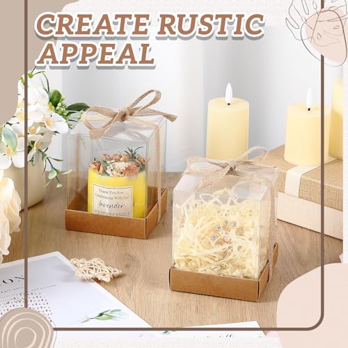 Cunno 24 Sets 3.5 x 3.5 x 4.3 in Candle Gift Package Valentine's Transparent Box 4-18 oz Handmade Tealight Candle Holder P...
