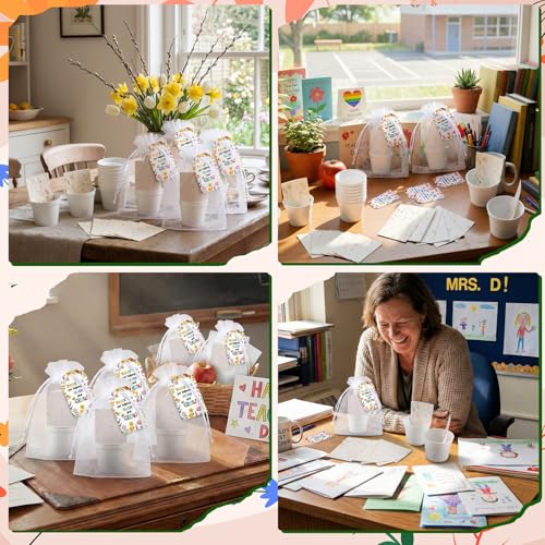 Newtay 25 Sets Teacher Appreciation Gifts - Thank You for Helping Me Bloom & Grow Wildflower Gift Set, Mini Flower Pots wi...