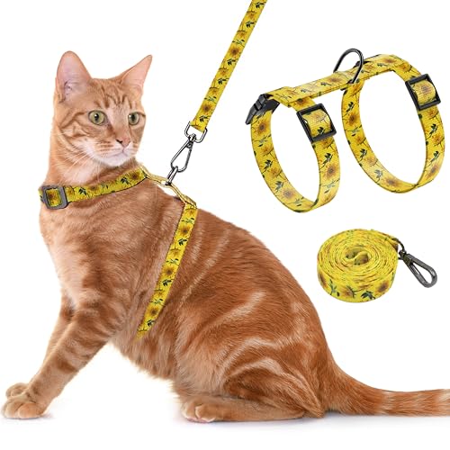 Seyezo Cat Harness and Leash Set, Adjustable Kitten Harness Escape Proof Cats Harness, Soft Lightweight Walking Travel Pet...