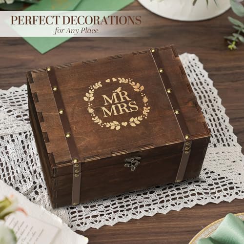 AW BRIDAL Large Mr and Mrs Wedding Keepsake Box with Lids, Engraved Wooden Storage and Decorative Box, Bridal Shower Gifts...