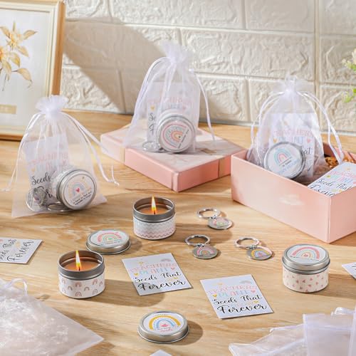 MTLEE 48 Pcs Teacher Appreciation Gifts Set: Scented Soy Wax Candle, Keychain, Thank You Card & Gift Bag for Teacher
