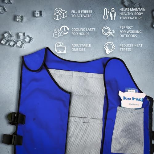 Alphacool Ice Vest for Men and Women Adjustable Cooling Vest with Ice Packs Khaki One Size