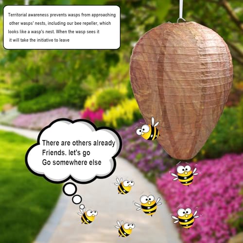 4 Pack Wasp Nest Decoy Hanging Wasp Nest Stay Away from Wasps Hornets Yellow Jackets