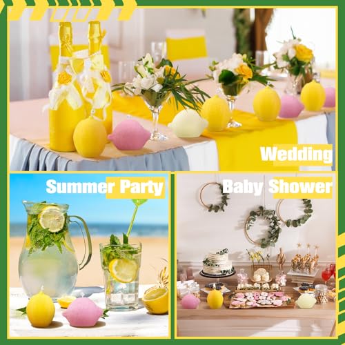 MTLEE 8 Pcs Lemon Shaped Scented Candle Cute Fruit Aroma Soy Wax Decorative Candle Table Photo Prop for Birthday Gift Medi...