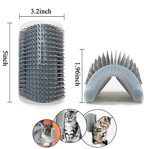 DOUBLE 2 C Hair Brush, 4 Pack Cat Wall Corner Groomers with Catnip, Soft Face Scratchers Brush, Corner Massage Comb for Lo...