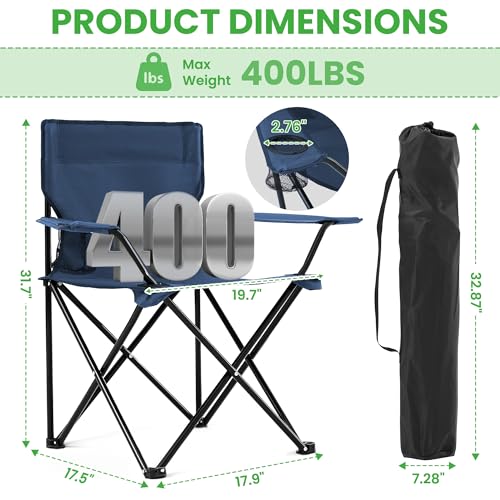 Canpsky 2-Pack Lightweight Portable Camping Chairs, Compact Folding Lawn Chairs with Cup Holder & Carry Bag for Outdoor, B...