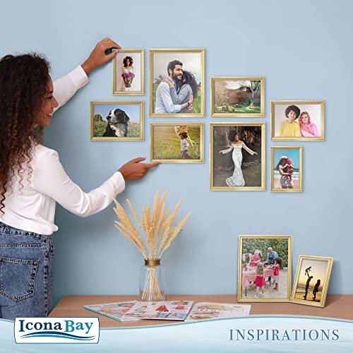 Icona Bay 8x10 Gold Picture Frame Beautifully Detailed Molding, Contemporary Picture Frame Set, Wall Mount or Table Top, I...