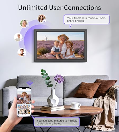 64GB 15.6" Large Digital Picture Frame, Uhale WiFi Electronic Photo Frames with 1920 x 1080 FHD IPS Touch Screen, Support ...