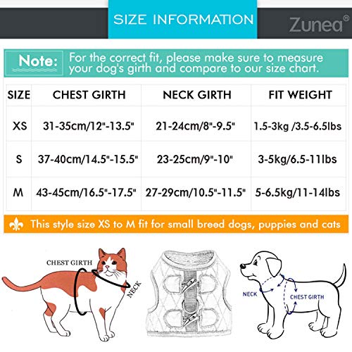 Zunea No Pull Small Dog Girl Harness Dress Escape Proof Cat Kitten Vest Harness Leash Set Step-in Soft Cotton Padded Polka...