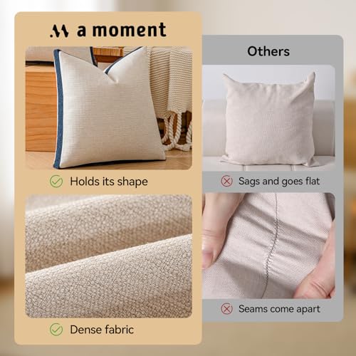 a moment Loop Yarn Linen-Like Pillow Cover Natural Soft Decorative Throw Pillow Case Farmhouse 12x20 Inch, Bohemian Textur...