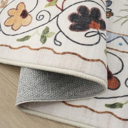 Rugcomf Runner Rug for Kitchen Non Slip 2'6''x8' Washable Rugs with Rubber Backing Soft Floral Animal Cat Carpet Runner fo...