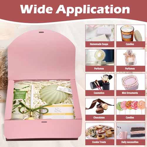 BoShahai 10 PCS Gift Boxes with Lids, 10.6x7.8x3.1 Inch Kraft Paper Gift Box, pink with Ribbon, Bridesmaid Proposal Box fo...