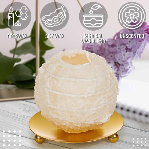 Spiral Candles Burn Around, Unscented Unique Shaped Candle on Metal Base, 4.5" Beige Beeswax Soy Wax Candle, 4h Burn, Twis...