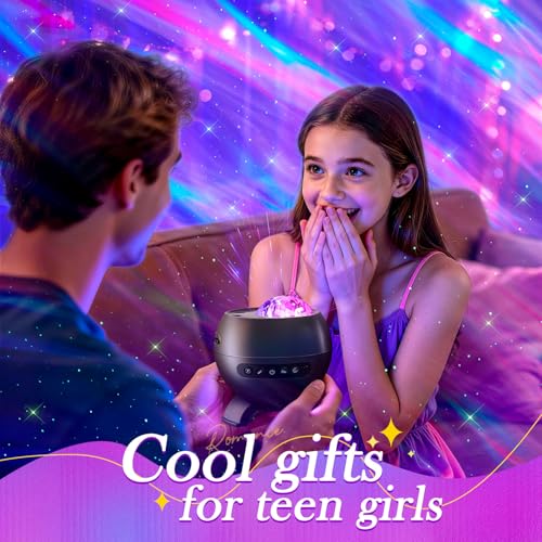 Northern Galaxy Light Projector, 300+Modes & 5 Films Star Projector, 15 White Noise & Bluetooth Northern Lights Projector,...