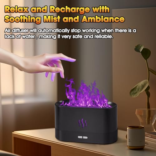 2 Pack Essential Oil Diffuser,Colorful Flame Air Aroma Diffuser Humidifier,Upgraded 7 Flame Colors Noiseless Essential Oil...