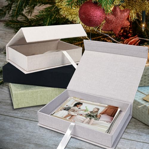 Sprsthai 5x7 Archival Photo Storage Box with Lid – Stackable Memory Keepsake Organizer for Photos, Certificates, Jewelry &...