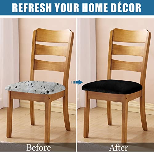 Smiry Velvet Seat Covers for Dining Room Chair Set of 4, Stretch Fit Removable Washable Chair Seat Cushion Protector Slipc...