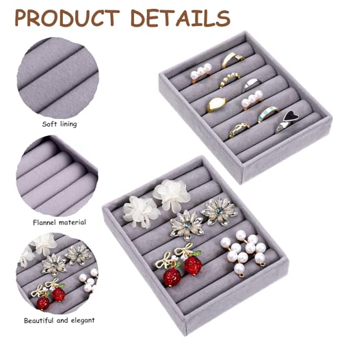 Xthrotsenk 2pcs Small Ring Organizer Ring Holder Display Tray Velvet Rings Earrings Insert Holder for Girl Store Selling o...