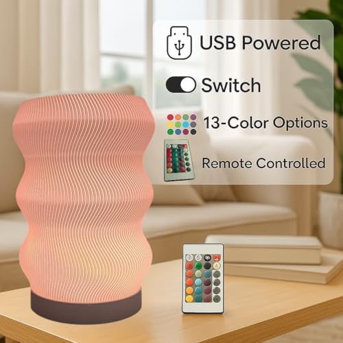 Delta Loom Wave Table Lamp - Modern Bedside Light for Bedroom, Desk, Nightstand, or Office - Mood Lighting Lamp - Eco-Frie...