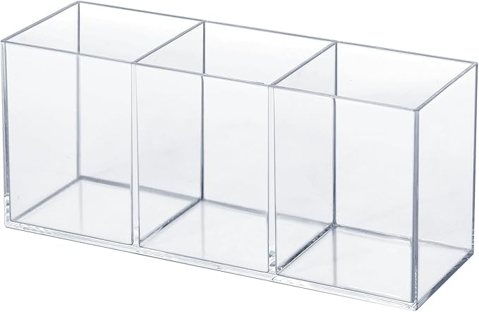 elysolpluv Clear Acrylic Silverware & Pen Organizer Caddy, Transparent Plastic Silverware Holder, Perfect for Office, Bedr...