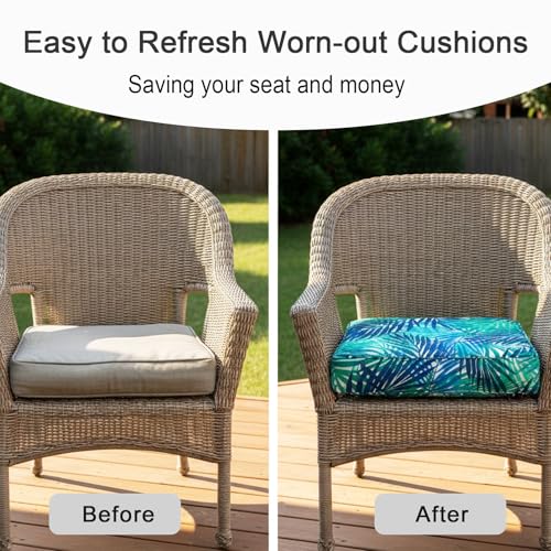 NettyPro Outdoor Cushion Slipcovers Waterproof 4 Pack Patio Chair Seat Cushion Covers with Zipper and Tie, 20 x 20 x 2 Inc...