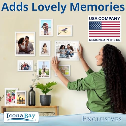Icona Bay - 8x10 Picture Frames - White, 3 Pack - Sturdy Engineered Wood Photo Frames - Sleek Design, Table Top or Wall Mo...