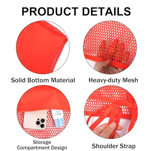 Frenou Mesh Tote Beach Bag For Women Fairycore Hobo Bag,Shoulder Bag Casual Crochet Bags Orange
