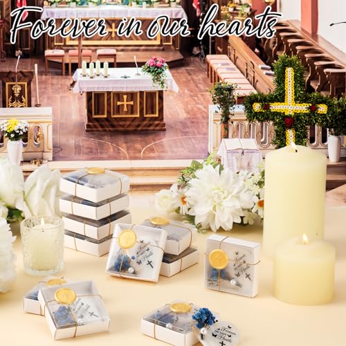 Tellegloww 24 Sets Funeral Favors for Guests, Heart Shaped Fridge Magnets with Dried Flowers and Tag, Celebration of Life ...