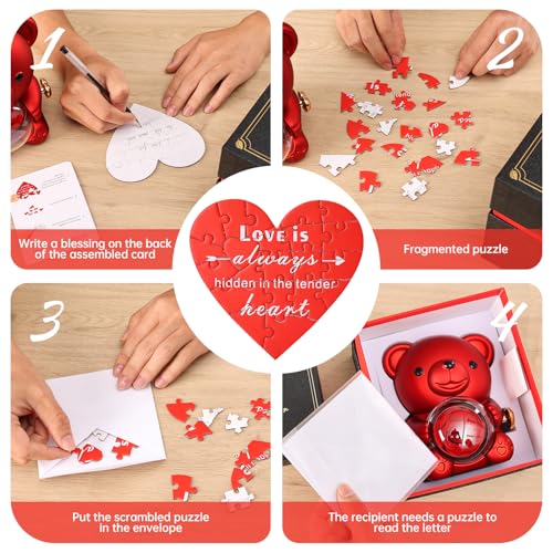 Cute Teddy Bear with Preserved Rose - A Real Rose Flower in Bear with Elegant Gift Box - Romantic Gift for Her in Mother's...