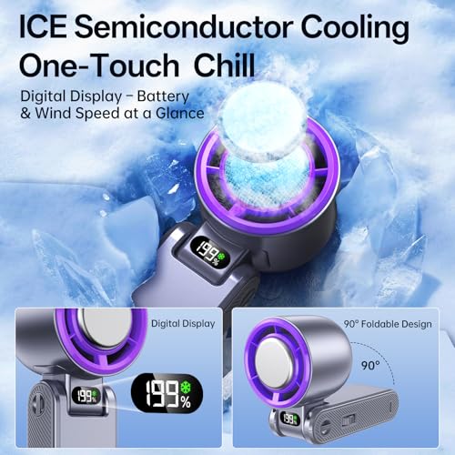 Coolhill Pro Handheld Portable fan with Turbo Cooling - Hand Held Fan Rechargeable, 1-199 Speeds, Up to 12Hrs Battery Lif...