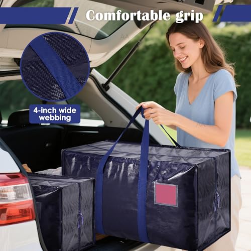 6 Pack Extra Large Heavy Duty Moving Bags with Reinforced Zipper & Wide Handles, Moisture-Resistant Storage Bins Packing C...