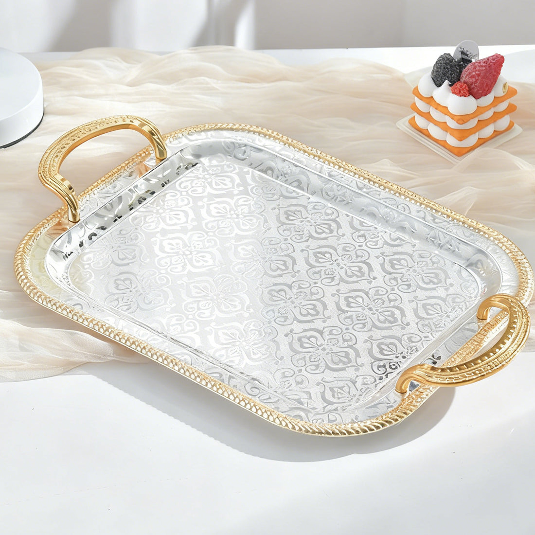 Rectangle Serving Tray With Handles For Gift Serving Tray Rectangle Decorative UK--M