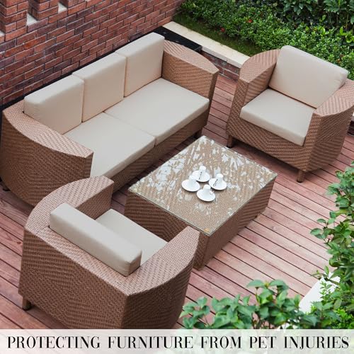 SUKAIKEQA Outdoor Cushion Covers Set,8PCS Patio Furniture Couch Seat Slipcovers, Replacement for Sofa Sectional Chair(Cove...