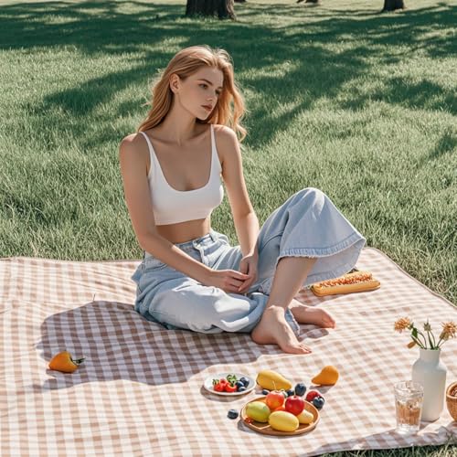 Wind Tour Waterproof Picnic Blanket with Carry Strap - Foldable Sandproof Outdoor Mat for Camping, Beach, Park - 59" x 7...
