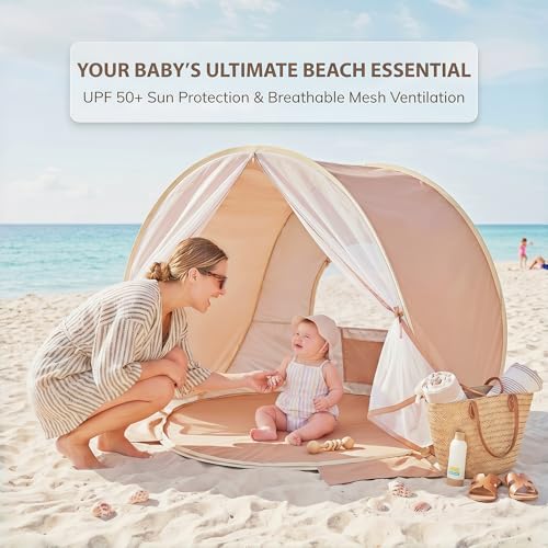Pivoryla Baby Beach Tent, Pop Up Baby Tent with UV Protection, 37"x29"x33" Baby Sun Shade, Portable Baby Beach Essentials...