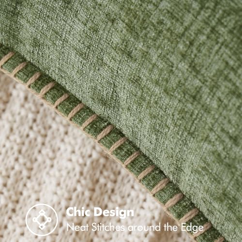 MIULEE Pack of 2 Couch Throw Pillow Covers 18x18 Inch Sage Green Farmhouse Decorative Pillow Covers with Stitched Edge Sof...