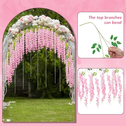 Alotiki Wisteria Hanging Flowers,50 Pack Fake Hanging Flowers,Wisteria Artificiales Garland for Home Wedding Arch Floral P...