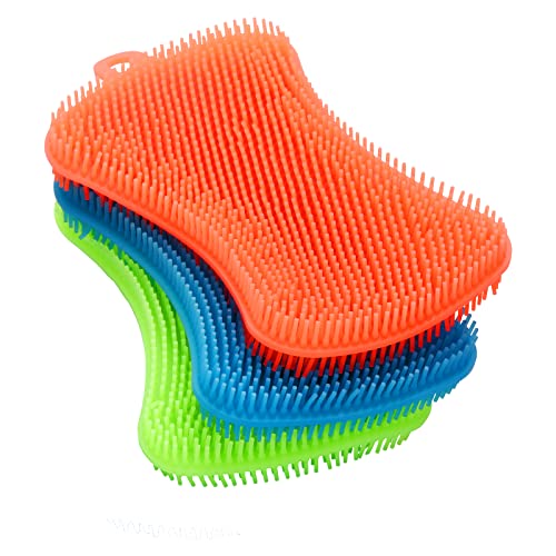 3PCS OstWony Silicone Dish Sponges, Super Food-Grade Silicone Sponges, Multi-Purpose and Efficient Sponge Kitchen Gadgets,...