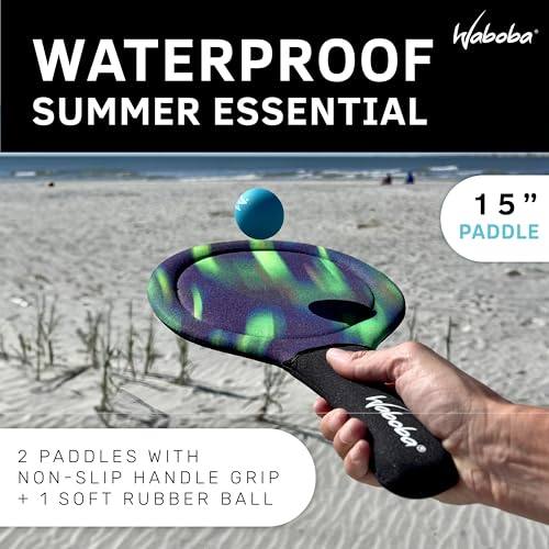 Waboba Sport Beach Pack – Includes 9 Inch Water Football, Beach Volleyball & Paddle Set – Perfect Summer Essential Bundle ...