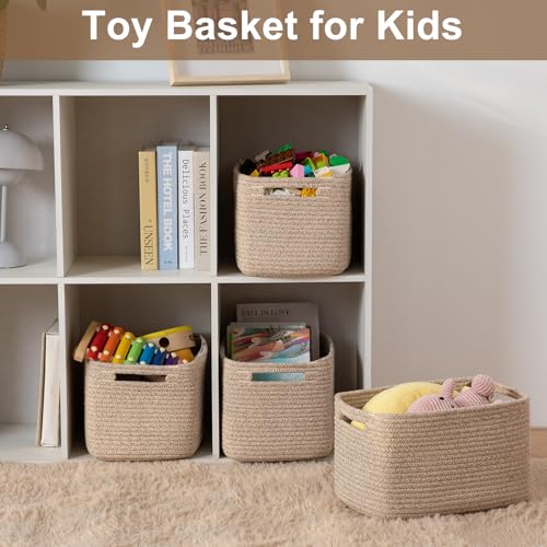 OIASKET Storage Baskets for Organizing, Woven Decorative Baskets for Shelves - Books, Towels, and Clothes, Cotton Rope Toy...