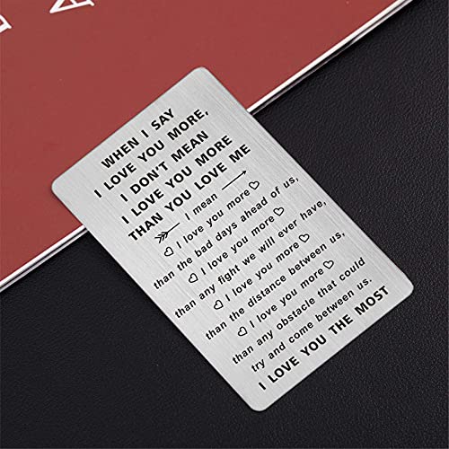 TANWIH When I Say I Love You More Wallet Card, Romantic Valentines Day Cards, I Love You Gifts for Him Her, Valentines Gif...