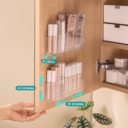 MORNITE Bathroom Medicine Cabinet Organizer Set, Narrow Compact Makeup Shelves Holder for Lipstick, Cosmetic, 2 Pcs Trays ...