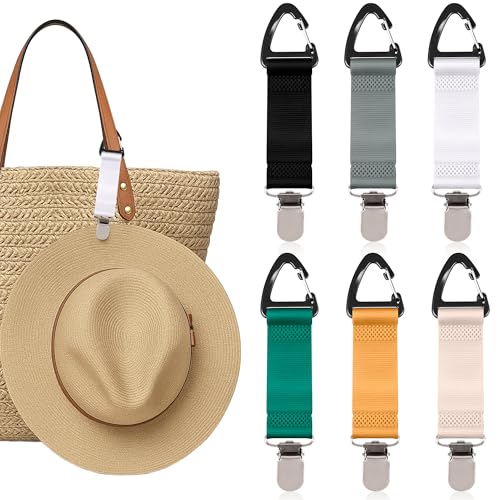 rerekiki 6 Pcs Hat Clip for Travel on Bag, Beach Vacation/Cruise Essentials Hats Holder, Strong Grip Space-saving Hat Clip...